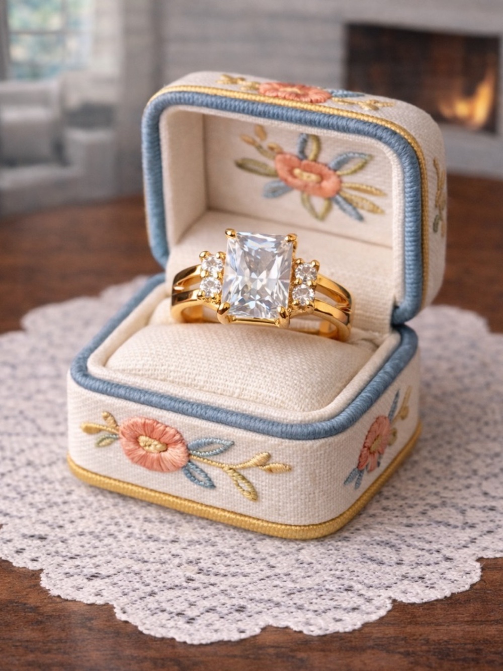 NWT Radiant Cut CZ Diamond Gold Ring Size 8